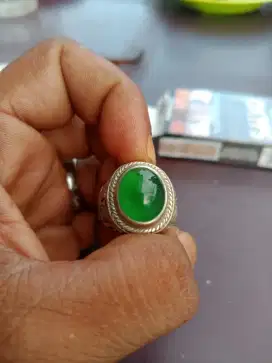 Natural hijau Garut ring perak cor