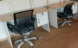 MEJA KERJA / KANTOR + KURSI KERJA / KANTOR BARU FREE ONGKIR PASANG COD