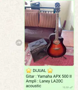 dijual gitar YAMAHA APX 500 II & AMPLY LANEY LA20C Acoustic