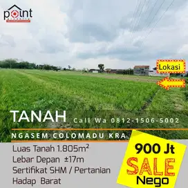 Tanah Sawah 1.805m² Dekat Exit Tol Ngasem Colomadu KRA