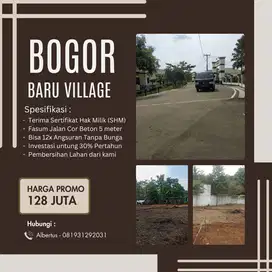 Jual Tanah Kavling Rumpin Bogor; Dekat Puskesmas Gobang, Terima SHM;