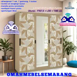 Lemari pakaian 3 pintu geser besi OLYMSTEEL OSWS 3P LUCANIA wardrobe