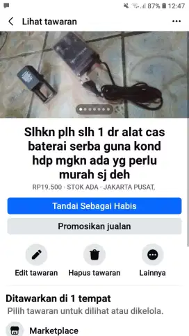 Slhkn plh slh 1 dr alat cas baterai utk mobilan ank2  dll kond hdp nih