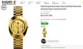 Jam tangan mewah RADO Diastar - gold - antique preloved / Kolektor jam