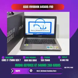 ASUS A456UQ core i7-7500U NVIDIA GT 940MX RAM 8GB SSD 256GB 14inci FHD