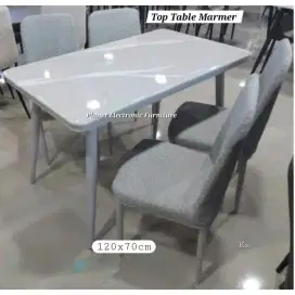 Meja Makan Marmer 4kursi Dining Set 4Person Meja Etalase Restoran