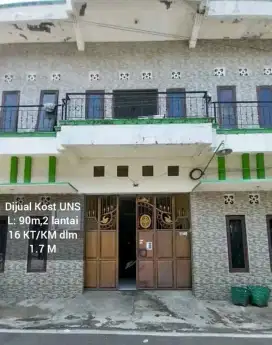 Dijual kost UNS L:90m, 2 Lt, 16 kamar