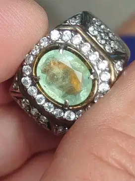 Batu emerald beryl zamrud Colombia 2.27 carat ring perak memo MGL