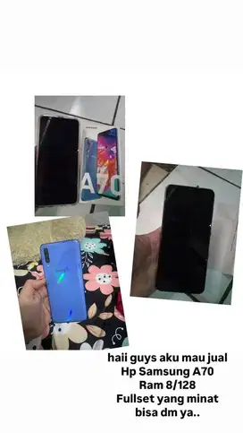 Samsung A70 8/128gb Lengkap mulus