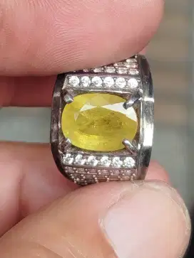 Batu Yellow safir sapphire 3.99 carat ring perak memo MGL