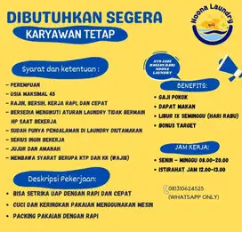 Lowongan Kerja Laundry di Harapan Indah Bekasi