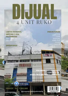 jual ruko 3  pintu dekat jembatan ampera