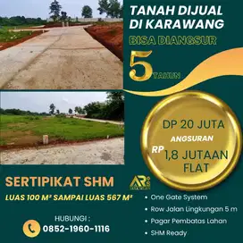 Dijual Tanah SHM  Luas Mulai 100 m Bisa  Diangsur 5 Th Di Karawang