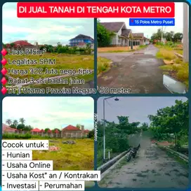 Tanah siap bangun hanya 50 meter dr jl Prawira Negara kota Metro