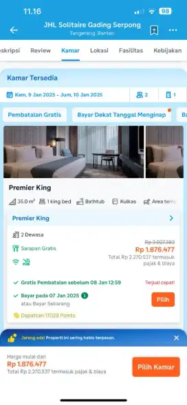 Voucher  hotel solitaire gading Serpong