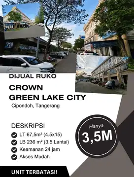 Ruko Crown Green Lake City, Cipondoh, Tangerang