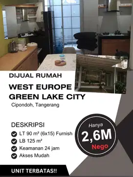 Dijual Rumah Green Lake City, Cipondoh, Tangerang