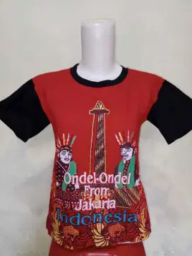 KAOS KATUN ONDEL-ONDEL BETAWI ANAK USIA 6-8 TH, MERK SUPER, LEMBUT