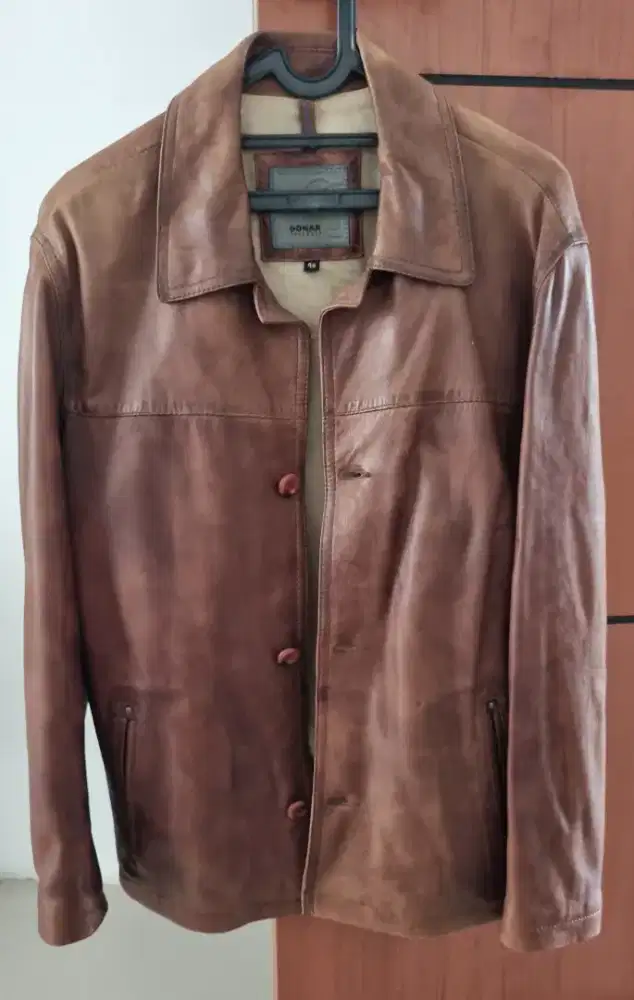 JAKET FASHION PRIA KULIT ASLI MEREK DONAR WARNA COKLAT ORIGINAL