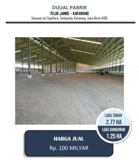 Dijual gudang lt 2,77 hektare karawang