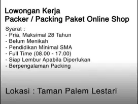 lowongan kerja karyawan gudang packing online shop