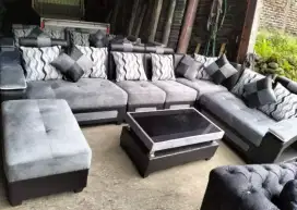 Sofa engkel dua abu hitam