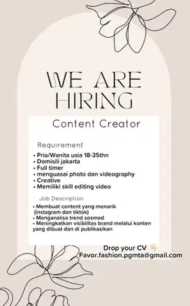 Lowongan CONTENT CREATOR