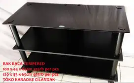 rak audio meja kaca 120cm