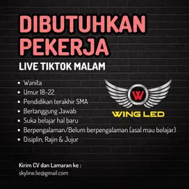 DIBUTUHKAN SEGERA PEKERJA LIVE MALAM!!