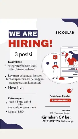 Loker admin editor, dan host live