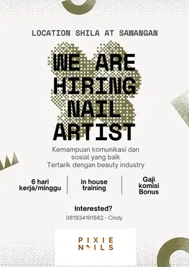 DIBUTUHKAN NAILIST/NAIL TECHNICIAN