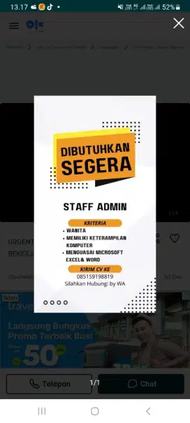 Lowongan Tenaga Driver & ADMIN Untuk Bekerja Di Showroom Mobil