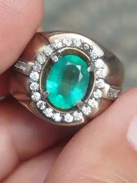 Batu zamrud emerald beryl Ethiopia 1.81 carat ring perak memo CGL