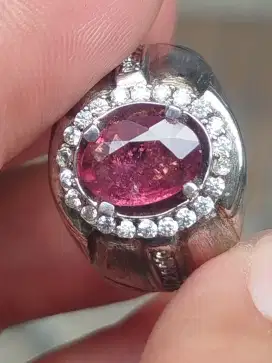 Batu Garnet rhodolite 1.83 carat ring perak memo MRI