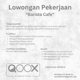 LOWONGAN PEKERJAAN BARISTA CAFE