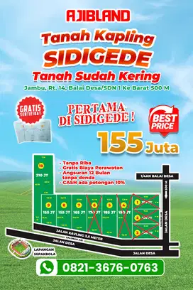 JUAL TANAH KAVLING PERTAMA DI SIDIGEDE