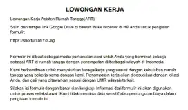 Lowongan Kerja Asisten Rumah Tangga(ART)