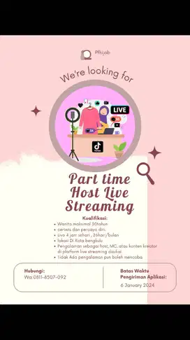 Freelance host live streaming bengkulu produk hijab