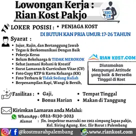 Loker Penjaga Kos di Rian Kost Pakjo