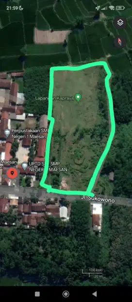 Dijual tanah luas 8000m2 sumbersari maesan bondowoso jawa timur