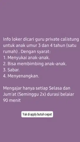 Lowongan Guru Private