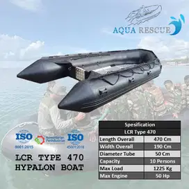 Perahu Karet Hypallon 470 Rescue Standar SAR Militer Capacity 10 Orang