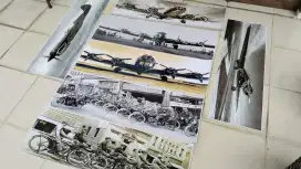 Hiasan photo pesawat sepeda repro big size 100x33 cm antik vintage
