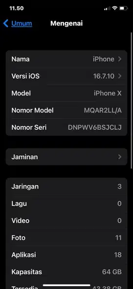 Iphone x 64 gb inter nominus