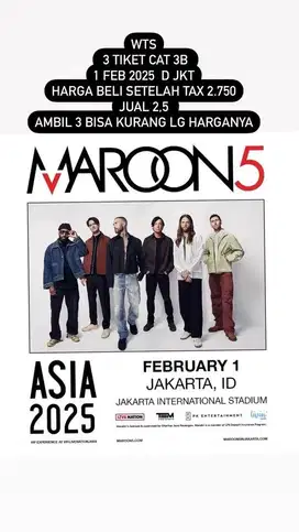 jual konser tiket maroon5 cat 3B