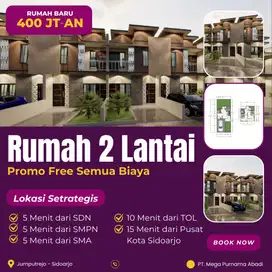 Rumah murah dekat Surabaya 2 lantai shm 400jutaan cash/kpr