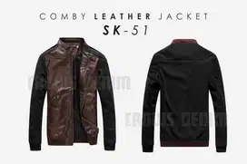 Jaket Cowok Jaket Comby Cotton Leather Dark Brown Style Jaket Pria