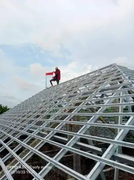 1 paket bongkar pasang atap kayu ganti baja ringan SNI