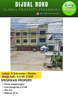 Dijual Ruko 3 Unit Untuk Usaha daerah Panam, cocok untuk kantor