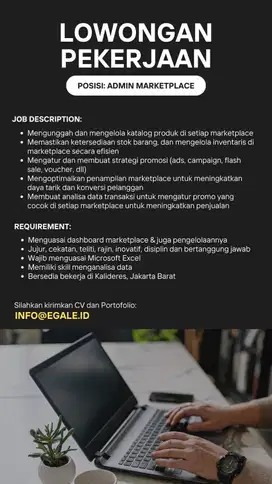 Admin Marketplace - Kalideres, Jakarta Barat